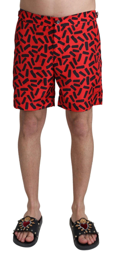 Dolce & Gabbana Red Patterned Beachwear Shorts Swimwear - Ellie Belle