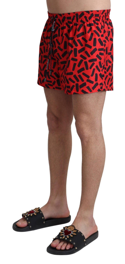 Dolce & Gabbana Red Patterned Beachwear Shorts Swimwear - Ellie Belle