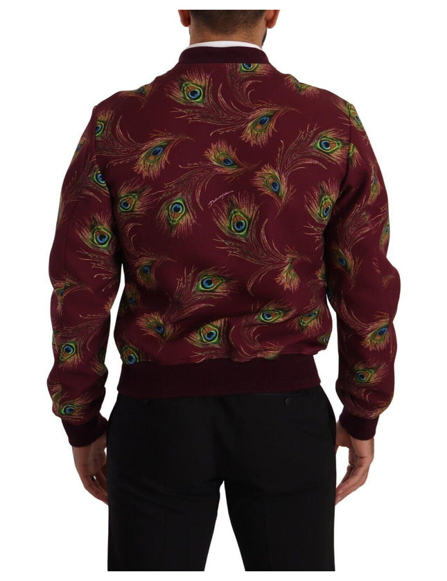 Dolce & Gabbana Red Peacock Polyester Stretch Full Zip Jacket - Ellie Belle