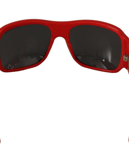 Dolce & Gabbana Red Plastic Swarovski Stones Gray Lens Sunglasses - Ellie Belle