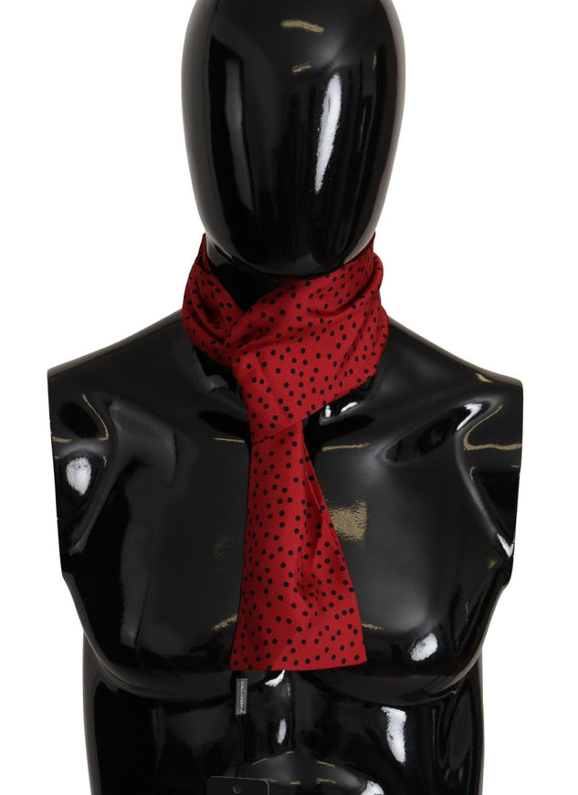 Dolce & Gabbana Red Polka Dot Silk Shawl Neck Wrap Scarf - Ellie Belle