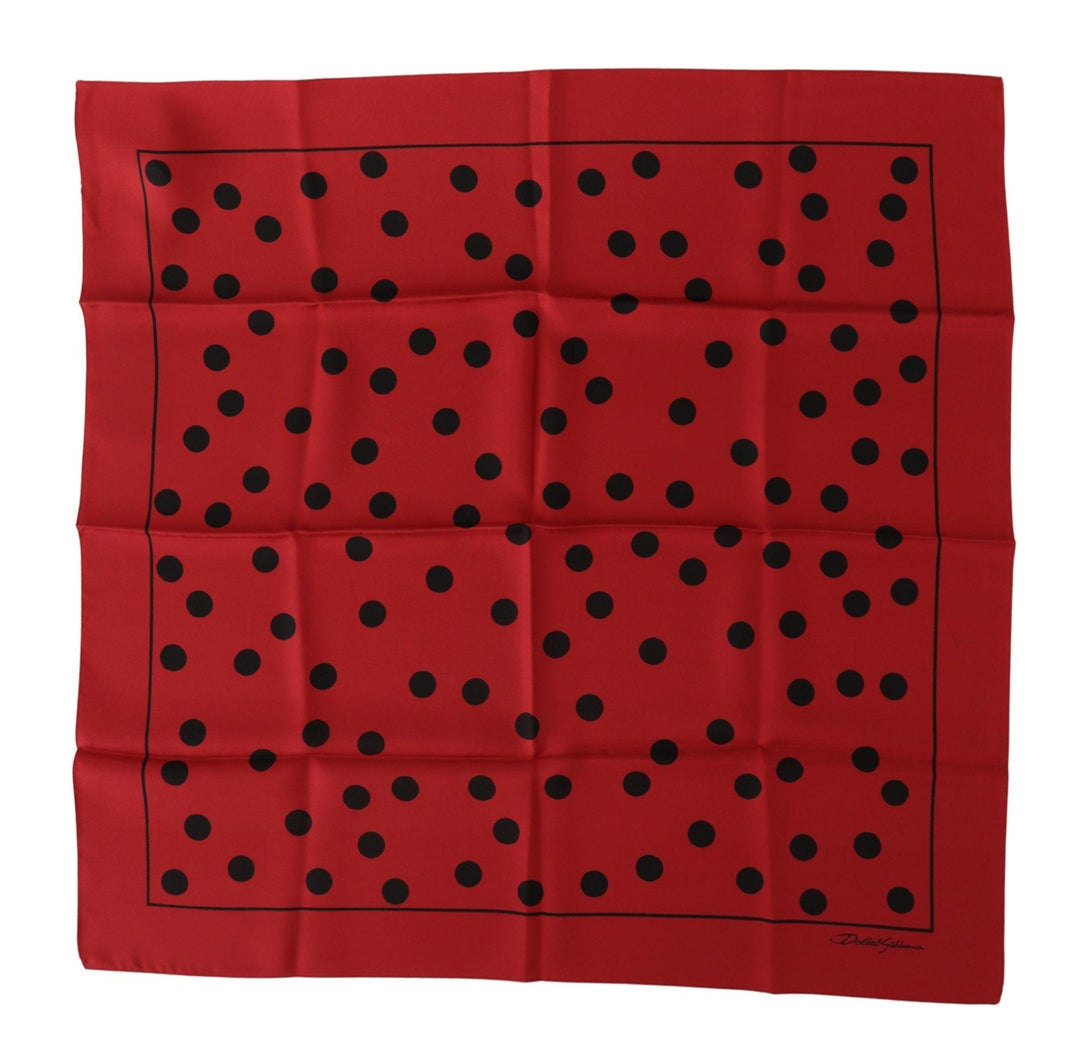 Dolce & Gabbana Red Polka Dots DG Print Square Handkerchief Scarf - Ellie Belle