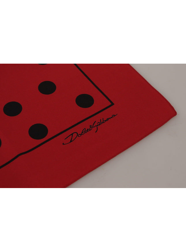 Dolce & Gabbana Red Polka Dots DG Print Square Handkerchief Scarf - Ellie Belle
