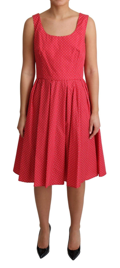 Dolce & Gabbana Red Polka Dotted Cotton A-Line Dress - Ellie Belle