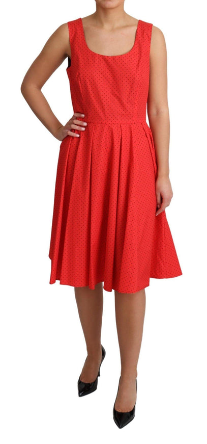 Dolce & Gabbana Red Polka Dotted Cotton A-Line Dress - Ellie Belle