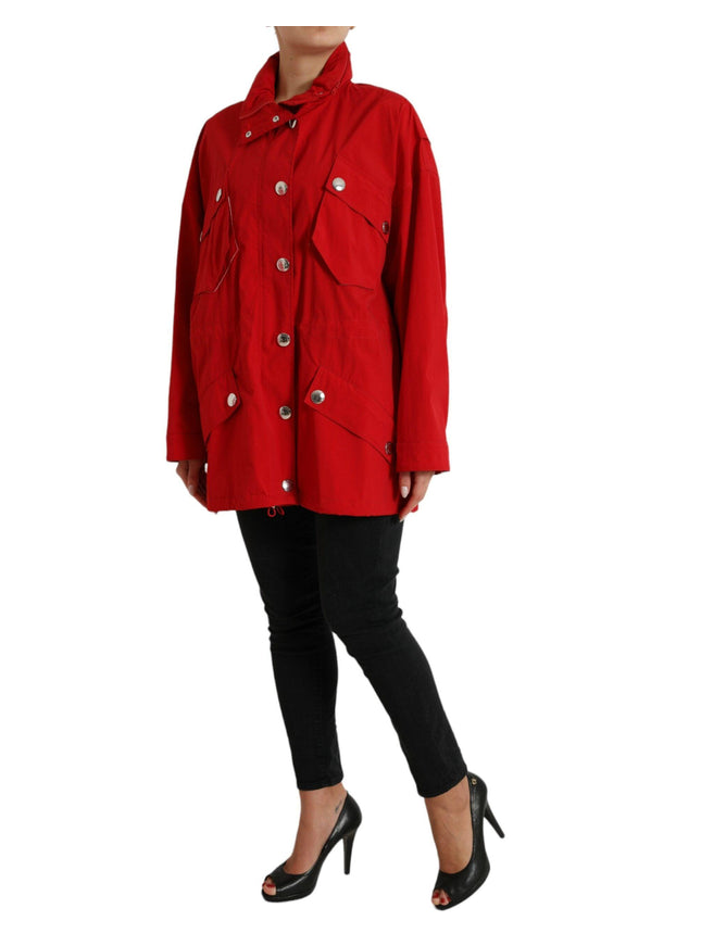 Dolce & Gabbana Red Polyester Hooded Button Rain Coat Jacket - Ellie Belle
