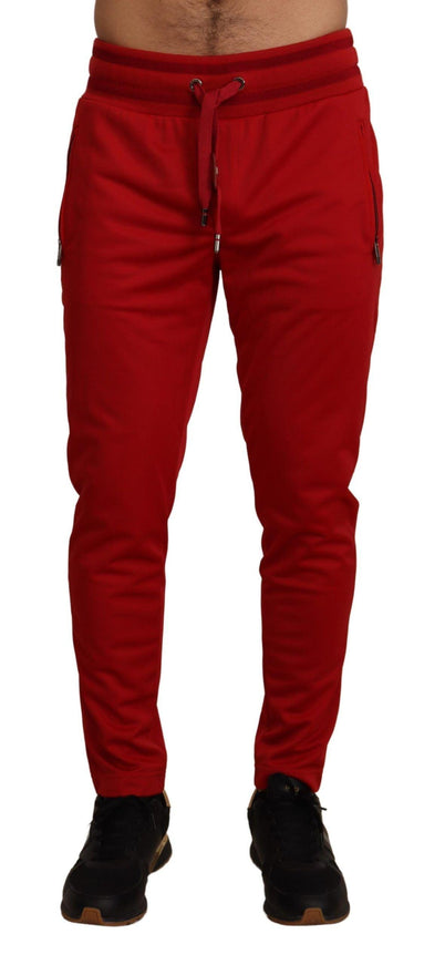 Dolce & Gabbana Red Polyester Logo Plaque Sweatpants - Ellie Belle