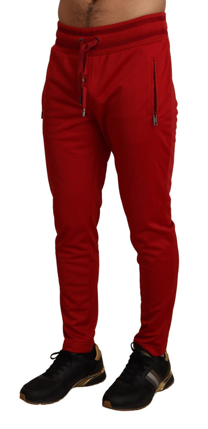 Dolce & Gabbana Red Polyester Logo Plaque Sweatpants - Ellie Belle