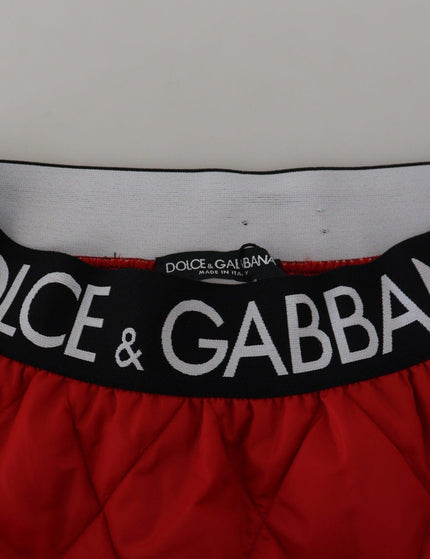 Dolce & Gabbana Red Quilted Nylon High Waist A-line Mini Skirt - Ellie Belle