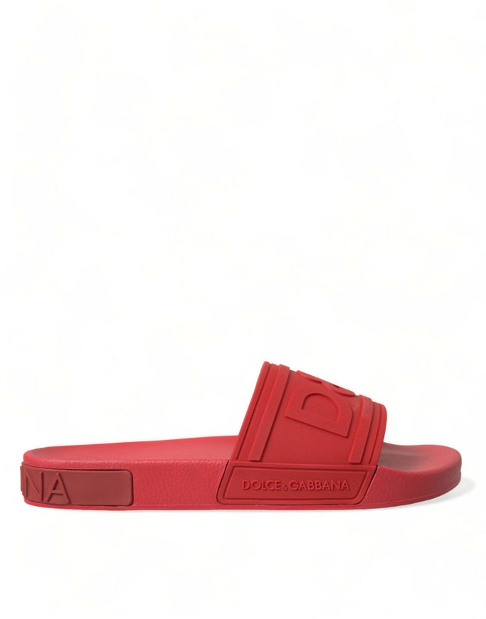 Dolce & Gabbana Red Rubber Sandals Slippers Beachwear Shoes - Ellie Belle