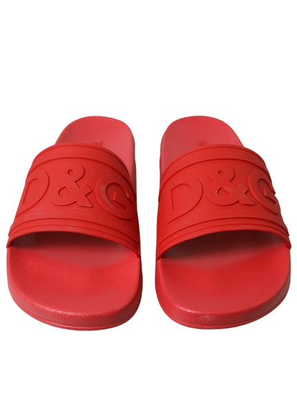 Dolce & Gabbana Red Rubber Sandals Slippers Beachwear Shoes - Ellie Belle