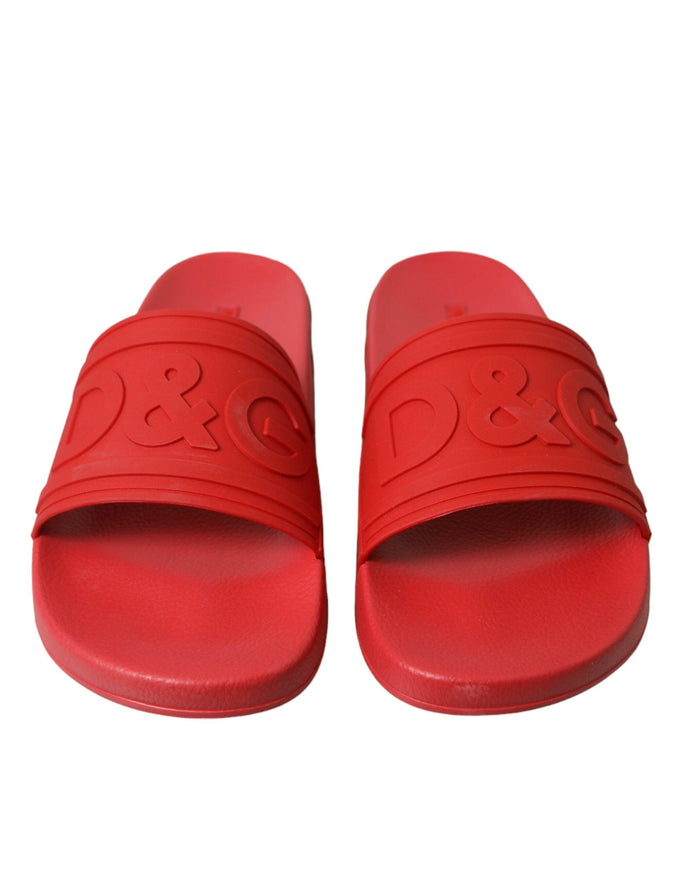 Dolce & Gabbana Red Rubber Sandals Slippers Beachwear Shoes - Ellie Belle