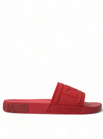 Dolce & Gabbana Red Rubber Summer Beach Slides Sandals - Ellie Belle