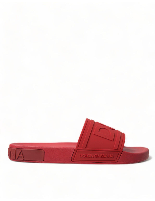 Dolce & Gabbana Red Rubber Summer Beach Slides Sandals - Ellie Belle