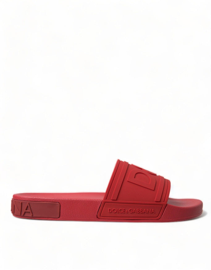 Dolce & Gabbana Red Rubber Summer Beach Slides Sandals - Ellie Belle