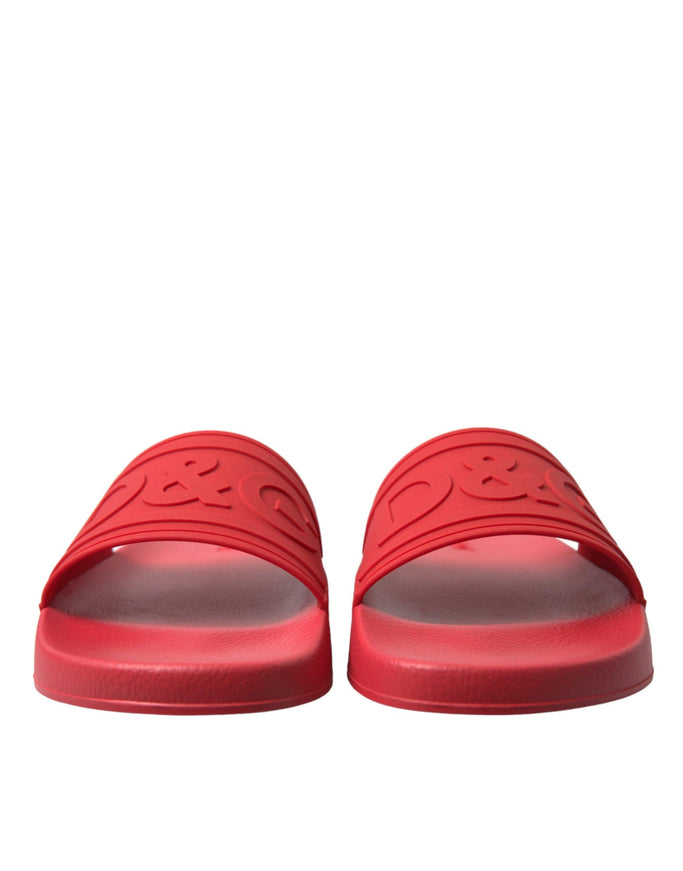 Dolce & Gabbana Red Rubber Summer Beach Slides Sandals - Ellie Belle