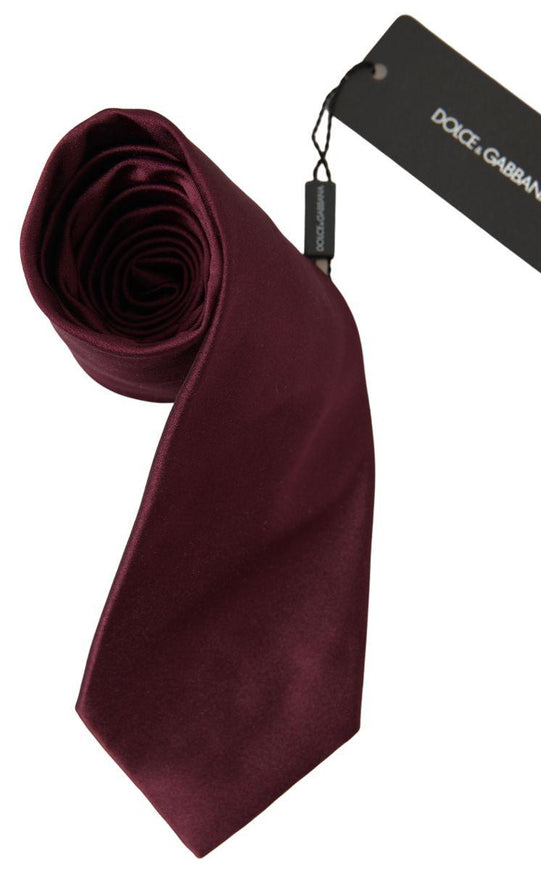 Dolce & Gabbana Red Satin Silk Classic Men Necktie Accessory Tie - Ellie Belle