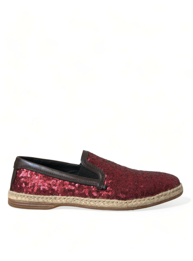 Dolce & Gabbana Red Sequined Loafers Slippers Men Shoes - Ellie Belle