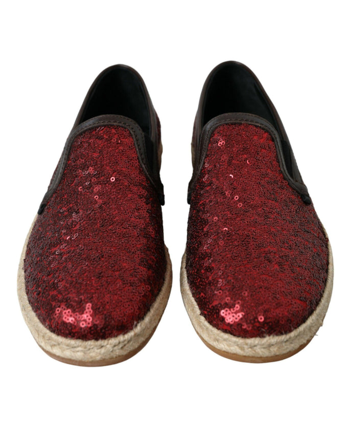 Dolce & Gabbana Red Sequined Loafers Slippers Men Shoes - Ellie Belle