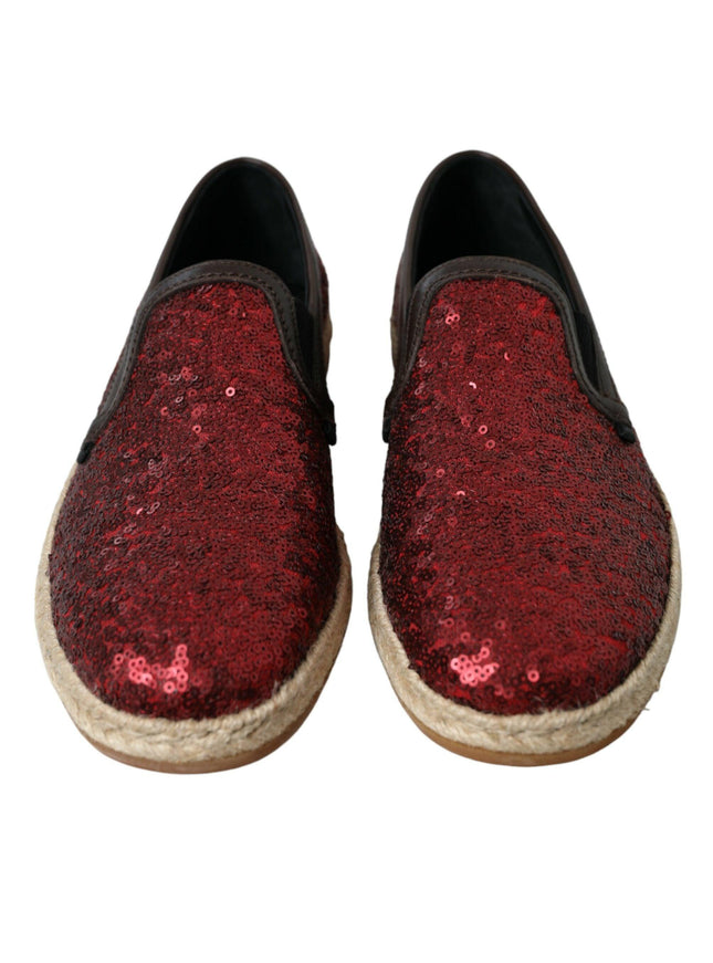 Dolce & Gabbana Red Sequined Loafers Slippers Men Shoes - Ellie Belle