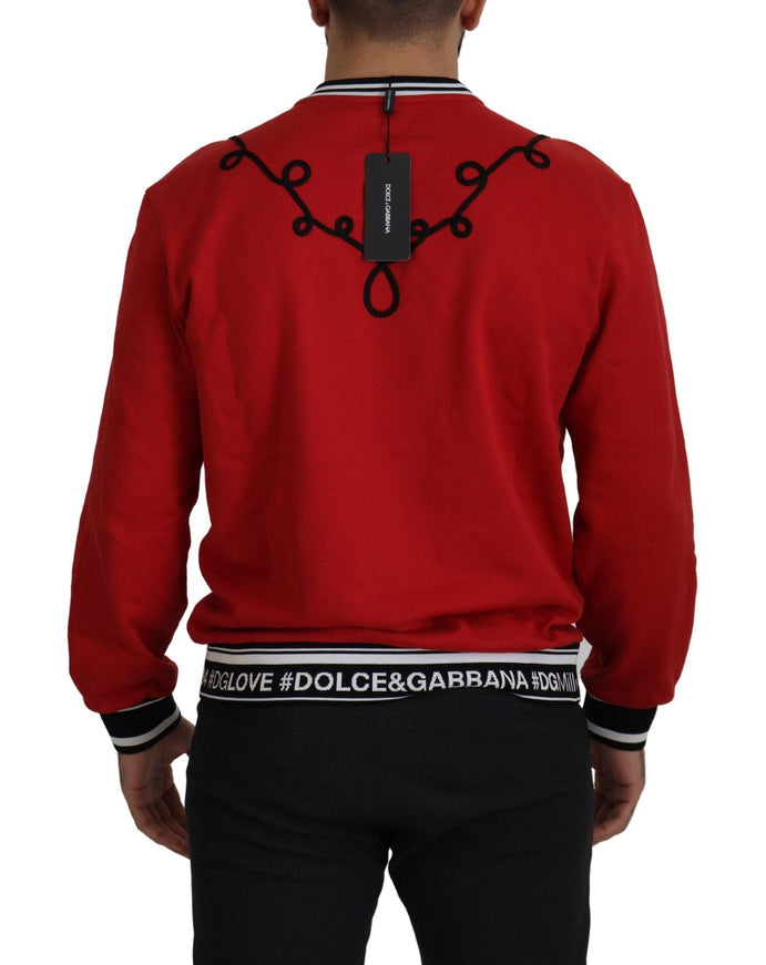 Dolce & Gabbana Red Sequined Love Cotton Pullover Sweater - Ellie Belle