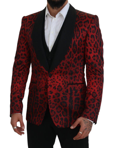 Dolce & Gabbana Red SICILIA Leopard Formal 3 Piece Set Suit - Ellie Belle