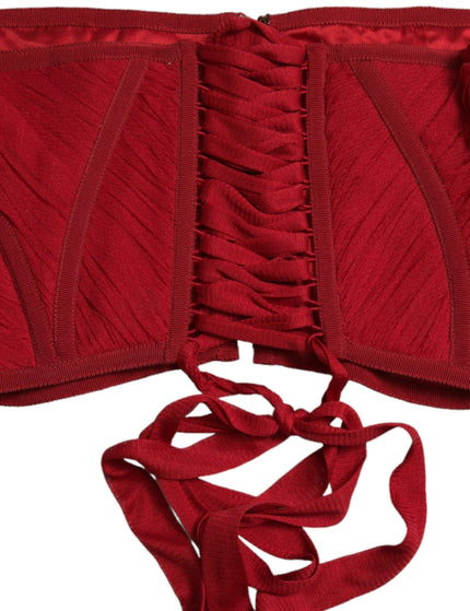 Dolce & Gabbana Red Silk Belt Waist Lace Up Strap Corset - Ellie Belle