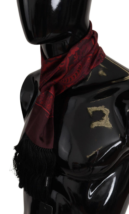 Dolce & Gabbana Red Silk Paisley-Embossed Neck Warmer Scarf - Ellie Belle