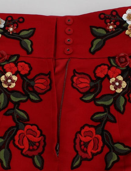 Dolce & Gabbana Red Silk Roses Sicily Shorts - Ellie Belle
