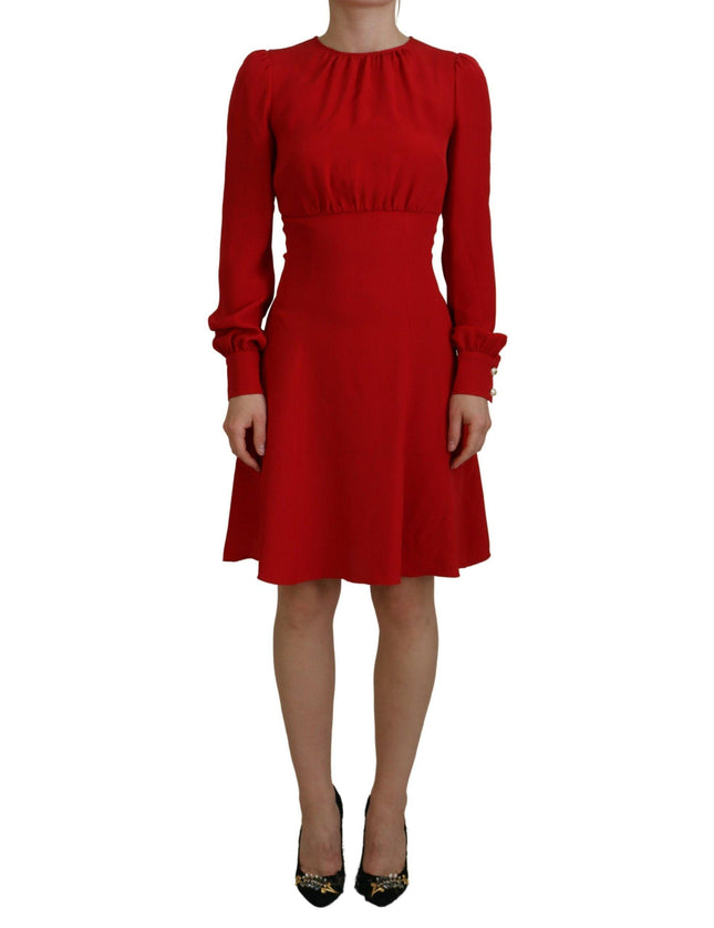 Dolce & Gabbana Red Silk Sheath A-line Knee Length Dress - Ellie Belle