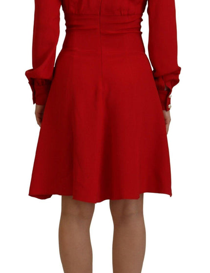 Dolce & Gabbana Red Silk Sheath A-line Knee Length Dress - Ellie Belle
