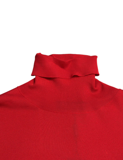 Dolce & Gabbana Red Silk Turtleneck Pullover Sweater - Ellie Belle