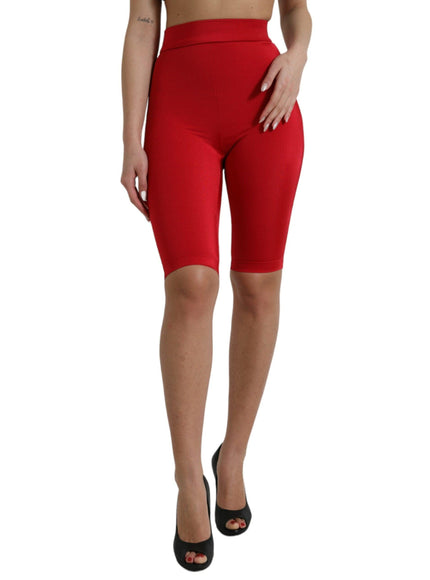 Dolce & Gabbana Red Stretch High Waist Cropped Leggings Pants - Ellie Belle