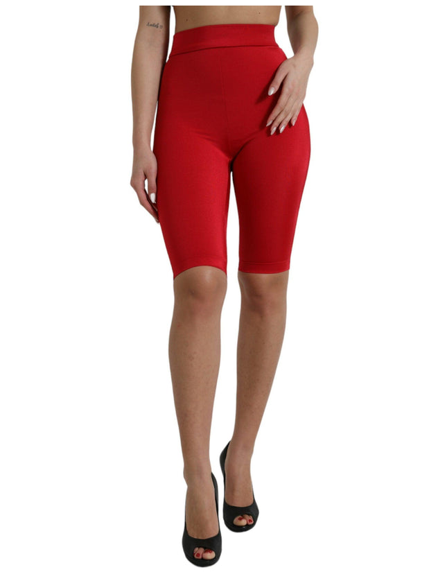 Dolce & Gabbana Red Stretch High Waist Cropped Leggings Pants - Ellie Belle