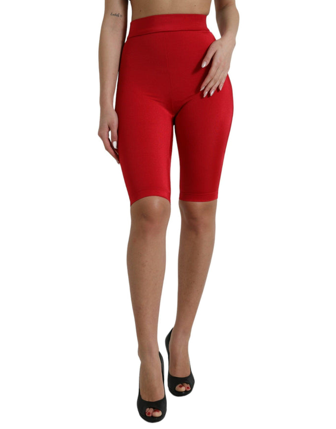 Dolce & Gabbana Red Stretch High Waist Cropped Leggings Pants - Ellie Belle