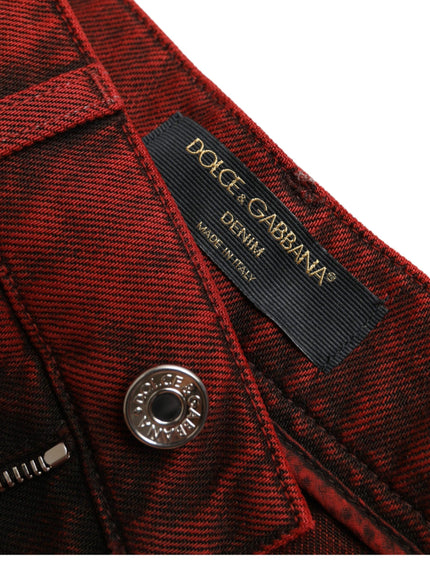 Dolce & Gabbana Red Stretch High Waist Denim Hot Pants Shorts - Ellie Belle