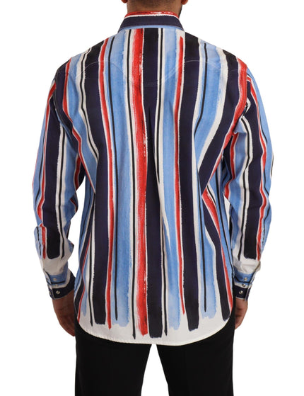 Dolce & Gabbana Red Striped Long Sleeve Cotton Shirt Blue - Ellie Belle