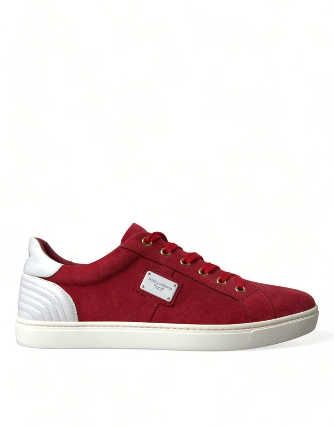 Dolce & Gabbana Red Suede Leather Men Low Top Sneakers Shoes - Ellie Belle