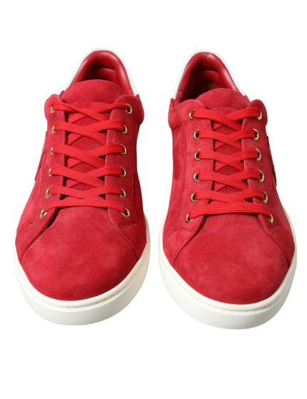 Dolce & Gabbana Red Suede Leather Men Low Top Sneakers Shoes - Ellie Belle