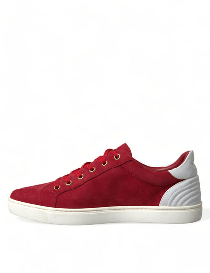Dolce & Gabbana Red Suede Leather Men Low Top Sneakers Shoes - Ellie Belle