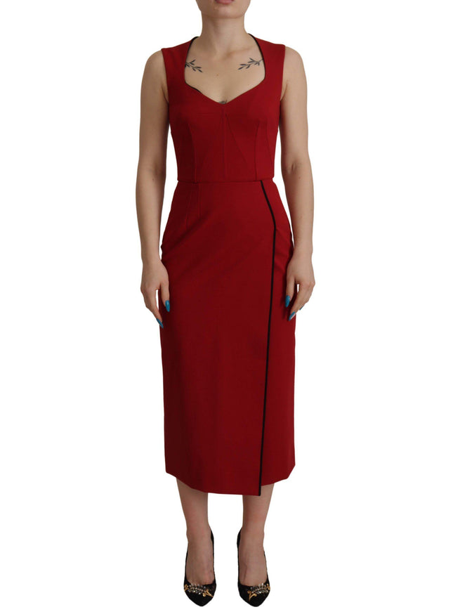 Dolce & Gabbana Red Sweetheart Neck Bodycon Midi Dress - Ellie Belle
