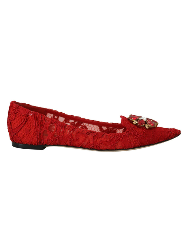 Dolce & Gabbana Red Taormina Crystals Loafers Flats Shoes - Ellie Belle
