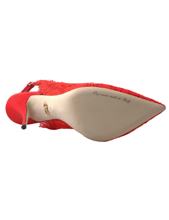 Dolce & Gabbana Red Taormina Lace Slingback Heels Pumps Shoes - Ellie Belle