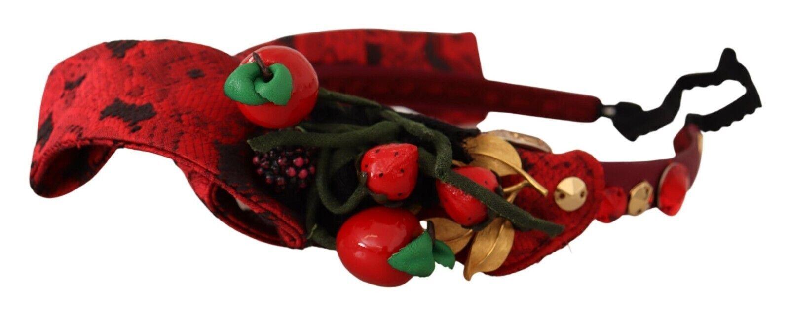 Dolce & Gabbana Red Tiara Berry Fruit Crystal Bow Hair Diadem Headband - Ellie Belle