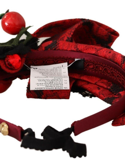 Dolce & Gabbana Red Tiara Berry Fruit Crystal Bow Hair Diadem Headband - Ellie Belle