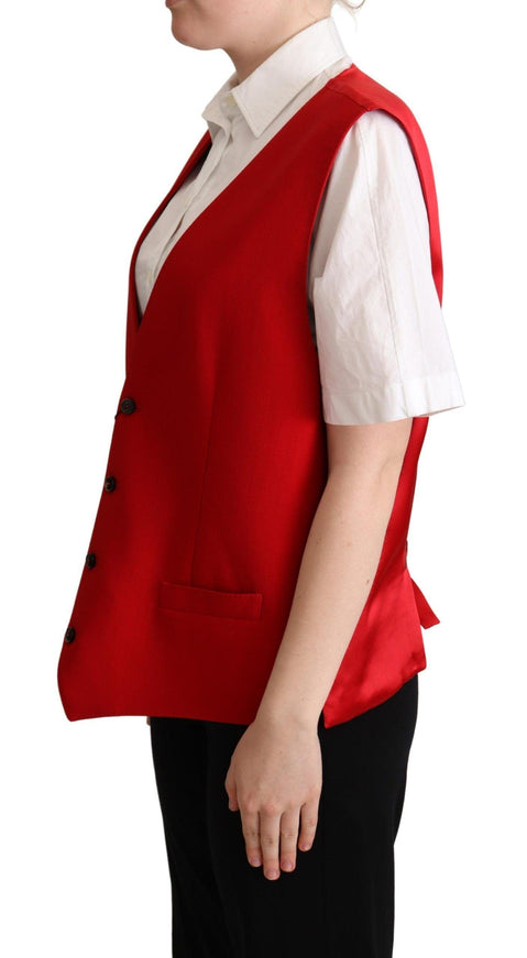 Dolce & Gabbana Red Virgin Wool Sleeveless Waistcoat Vest - Ellie Belle