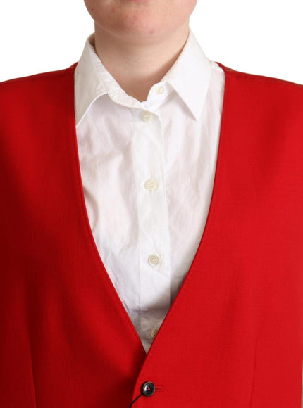 Dolce & Gabbana Red Virgin Wool Sleeveless Waistcoat Vest - Ellie Belle