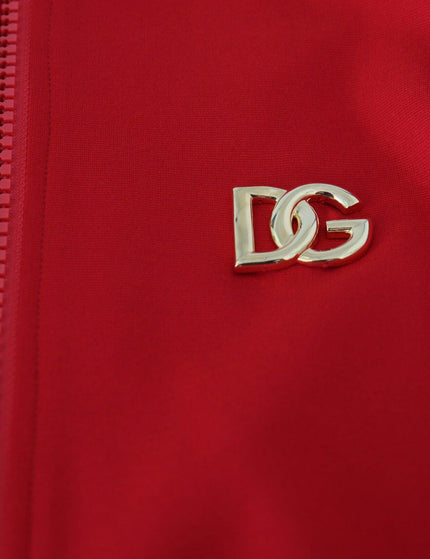 Dolce & Gabbana Red Viscose Full Zip DG Logo Blouson Sweater - Ellie Belle