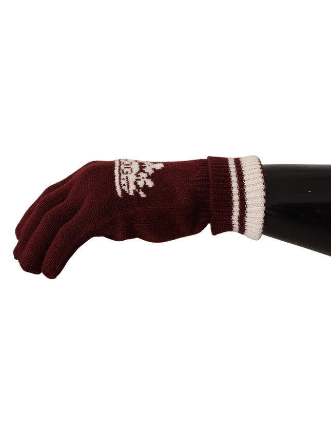 Dolce & Gabbana Red White D&G Logo Crown Cashmere Gloves - Ellie Belle
