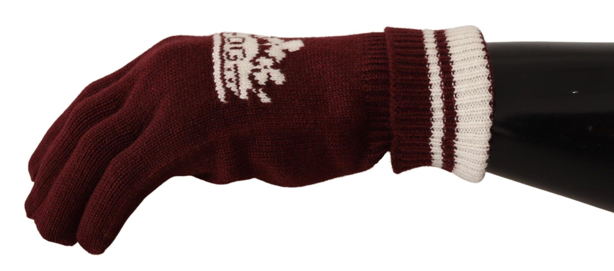 Dolce & Gabbana Red White D&G Logo Crown Cashmere Gloves - Ellie Belle